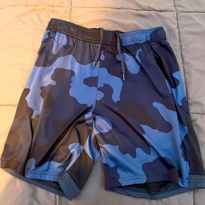 Blue And Black Camo Athletic Shorts